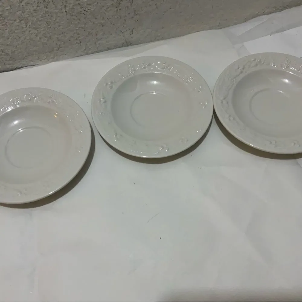 Vintage Set 3 HOMER LAUGHLIN Grapes & Vine Border White small bowls 5.5” G15